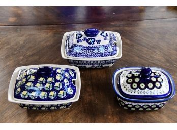 Set Of Three Covered Serving Dishes