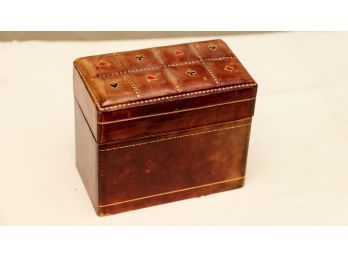 Vintage Italian Leather Playing Card Case With Cards