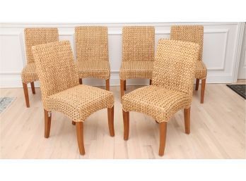 Set Of 6 Pottery Barn Wicker Dining Chairs