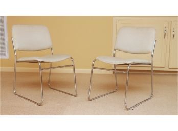 Pair Of MCM Style Chrome Office Side Chairs