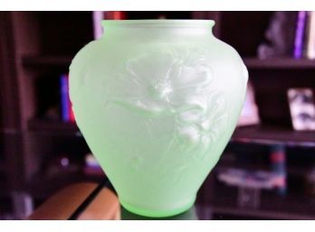 Green Frosted Poppy Vase