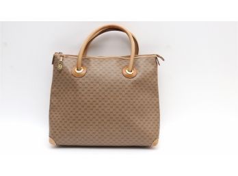 Gucci Tan Canvas Leather Monogram Tote Bag