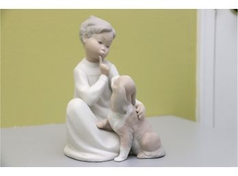 Lladro Figurine, 4522 Boy With Dog