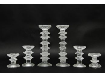 Set Of 6 Glass Candle Sticks