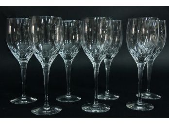 Set Of 7 Cut Crystal White Wine Glasses