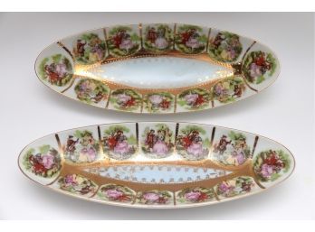 Royal Vienna Style Courting Couple Oval Dishes