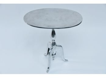 Silver Oval Top Three Leg Accent Table