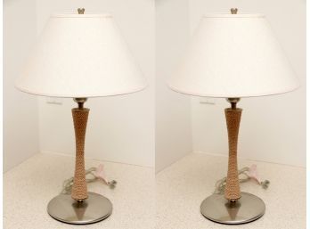 Pair Of Mid Century Lamps With Shade