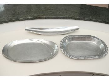 Collection Of Mid Century Modern Metalart Serving Platters