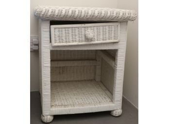 White Wicker End Table Right Side