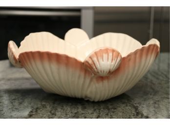 Ceramic Shell Form Bowl Artist Signed On Bottom
