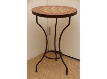 Mid Century Mosaic Terracotta Tile Top Side Table