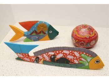 Hand Painted Fish And Vessel
