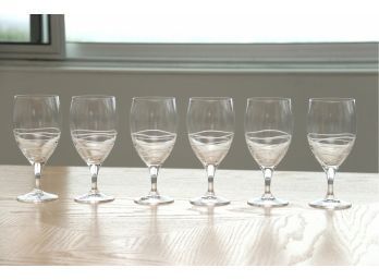Set Of 6 Villeroy & Boch Striped Wine Glasses