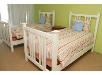 Pair Of Twin Pottery Barn Beds With Mattress And Bedding Included