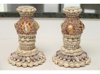 Pair Of Sea Shell Form  Candlesticks