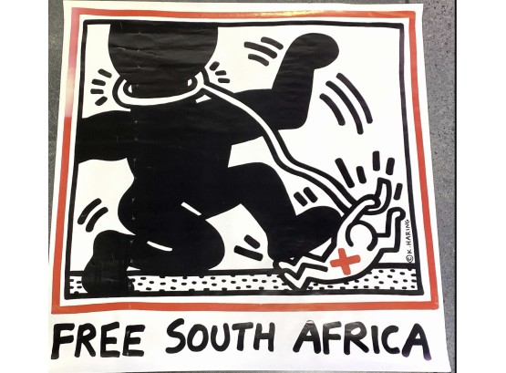 KEITH HARING 'FREE SOUTH AFRICA' OFFSET LITHOGRAPH