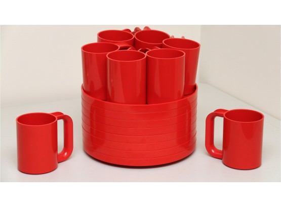 Red Melamine Stackable Outdoor Service By Heller Massimo