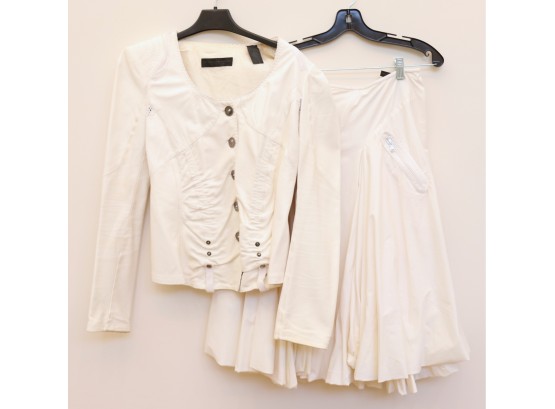 Donna Karan Leather Jacket And Skirt Set Size Medium