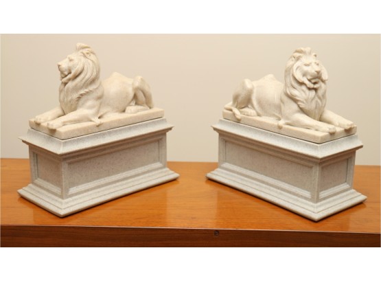 Pari Of Molded Lion Bookends