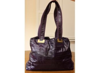 Purple Eel Skin Donna Karan Handbag