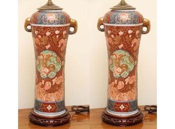Chinese Imari Porcelain Vase Lamps
