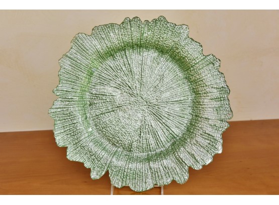 Freeform Art Glass Green Platter