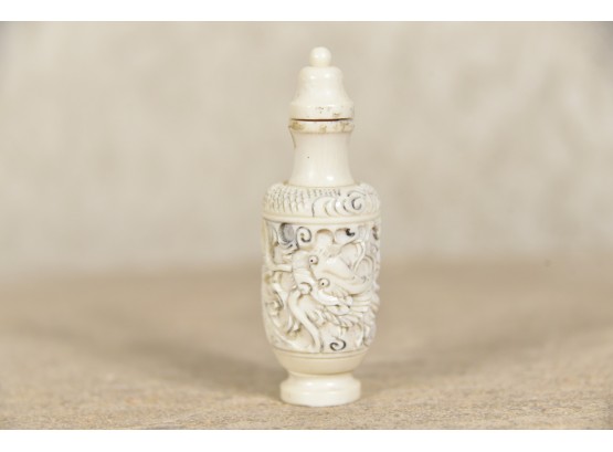 Chinese Carved White Snuff Bottle