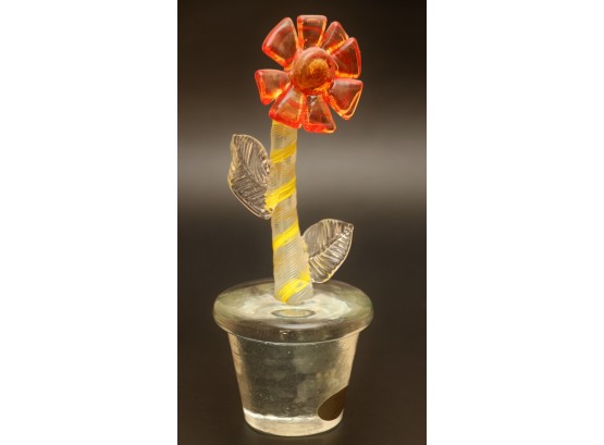 Hand Blown Furnace Glass Flower Sculpture