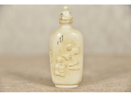 19th Century Antique Asian Ivory  Snuff Bottle