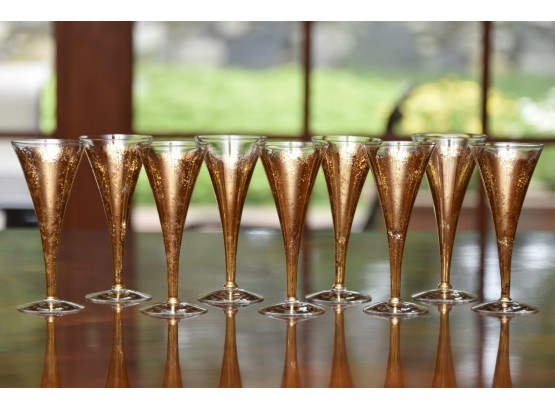 9 Gold Painted Cordial Glasses