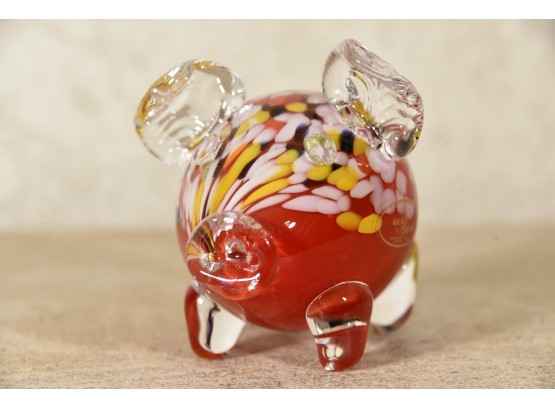Bohemian Glass Colorful Glass Pig