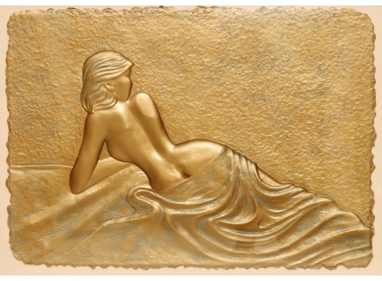 Roberta Peck 'Reclining Nude' Bronze Relief Mono-Type With COA