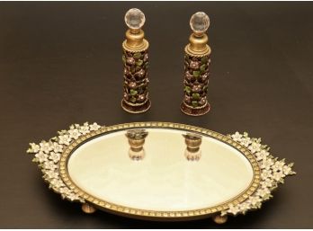 Two's Company Vanity Mirror And Perfume Decanters