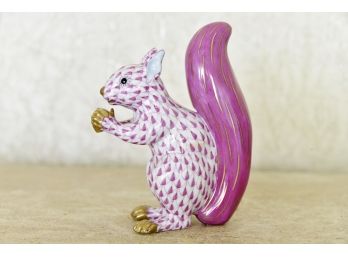 Herend Raspberry Squirrel Fine Porcelain Figurine