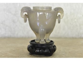Chinese Carved Agate Footed Censer