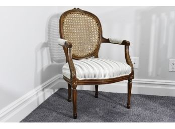 Antique Side Chair Custom Upholstered With Cane Back