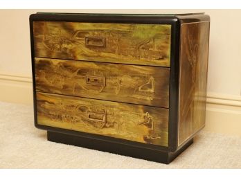 Bernhard Rohne Acid Eteched Brass Chest Of Drawers For Mastercraft