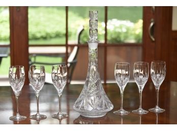 Crystal Decanter With 6 Glasses