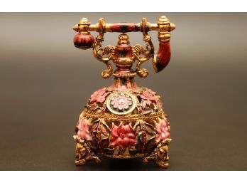Miniature Telephone Footed Jewelry Trinket Box