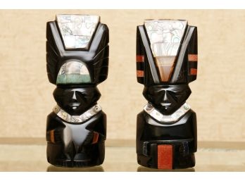Pair Of Aztec Mother Of Pearl Book Ends