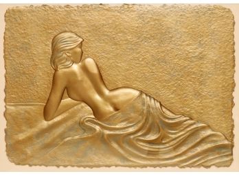 Roberta Peck 'Reclining Nude' Bronze Relief Mono-Type With COA