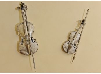A Pair Of Violin Wall Sculptures