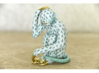 Herand Monkey Green Fishnet Fine Porcelain Figurine