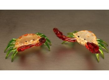 Pair Of Murano Glass Crabs