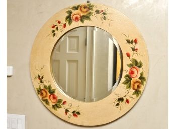 Round Floral Painted Wall Mirror