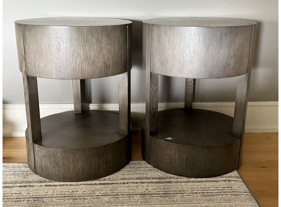 Pair Of Bernhardt Cylindrical Tables For Restoration