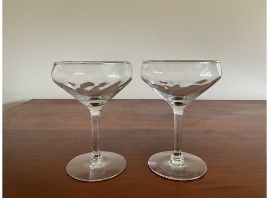 Pair Of Vintage 1920s Stemmed Wine Glasses