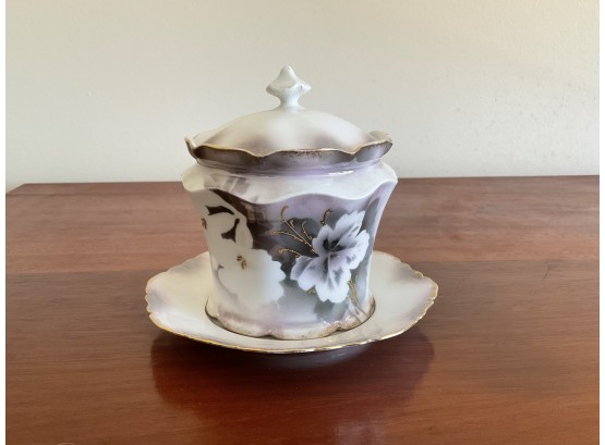 R.S. Prussia Vintage Sugar Bowl With Lid & Underplate
