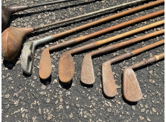 Vintage Golf Clubs With Some Wood Shafts